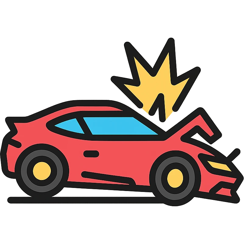 A crashed sports car emoji