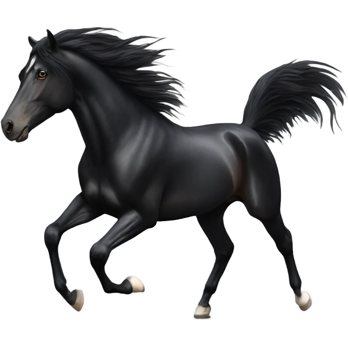 Realistic Running black horse long hair with long wings  emoji