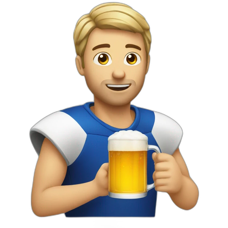 drinking beer with soccer emoji