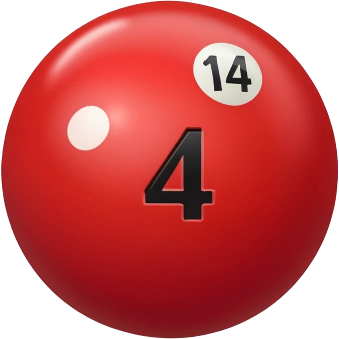 The number 14 on a red pool ball emoji