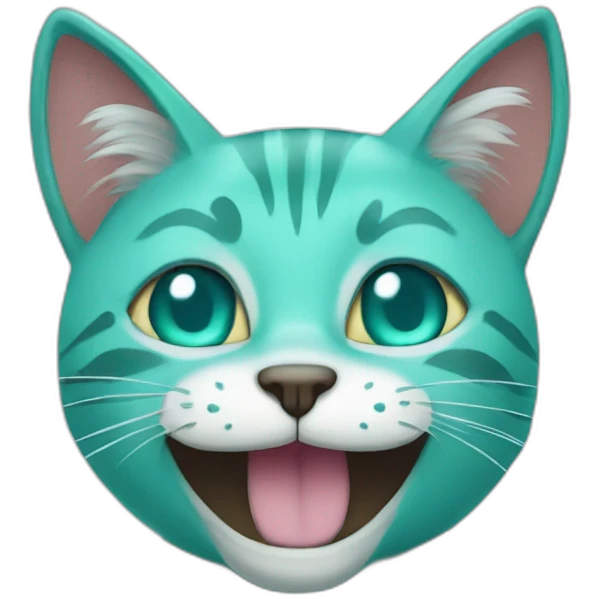 Turquoise cat smile emoji
