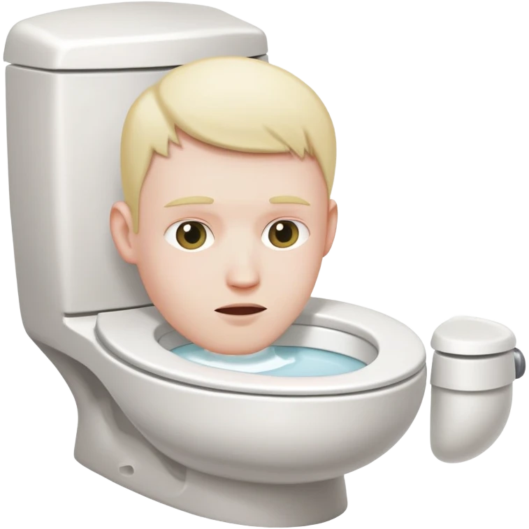 White toilet with a person's head visible in the bowl emoji