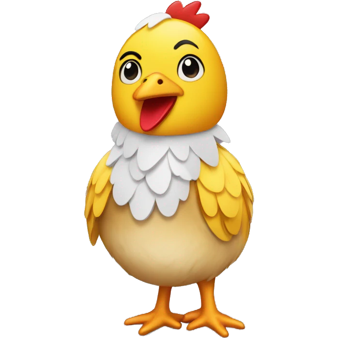 A chick dressed as a chickenugget  emoji