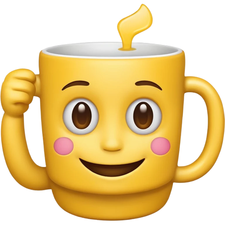  a yellow emoji face that is holding the cup beside the face emoji