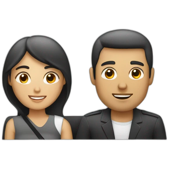 Hombre blanco y mujer blanca en un coche emoji