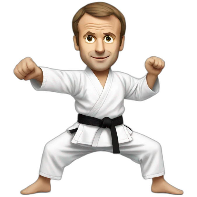 Emmanuel Macron doing karate emoji