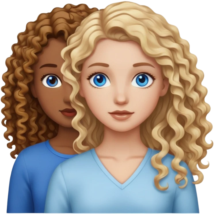 1 white girl with blue eyes and wavy blonde hair, and one mixed girl with curly brown hair emoji