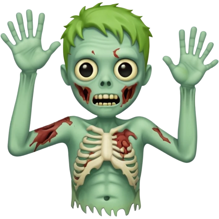 Cute funny zombie waves Hello emoji