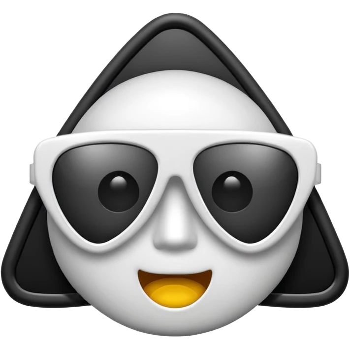 white frame, black lenses, triangular sunglasses, emoji style emoji