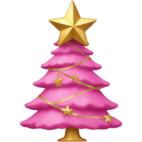 Pink Christmas tree with gold star emoji