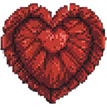 A Red knitted heart emoji