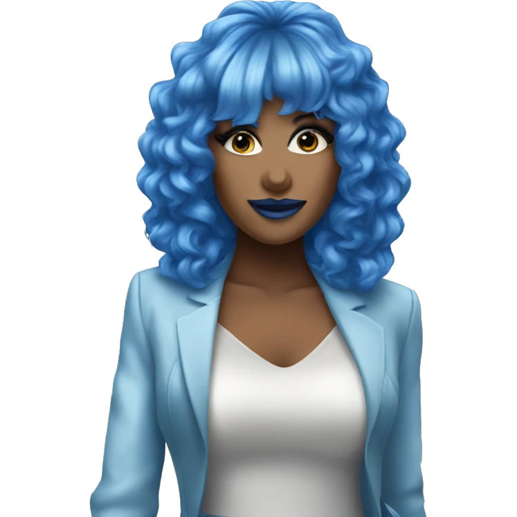 Blue wig woman singer and blue eyeshadow  emoji