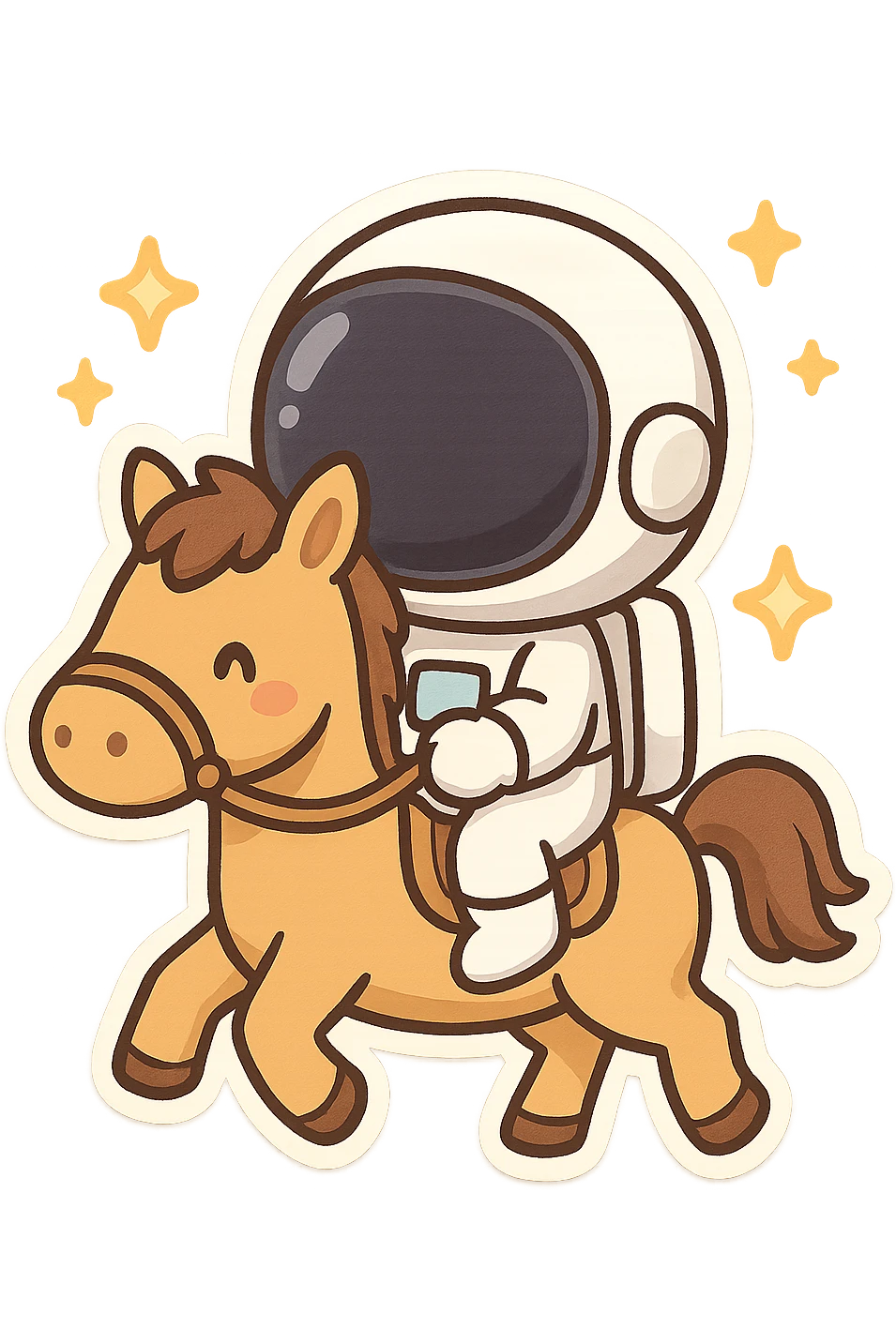 astronaut on horseback with stars in background emoji