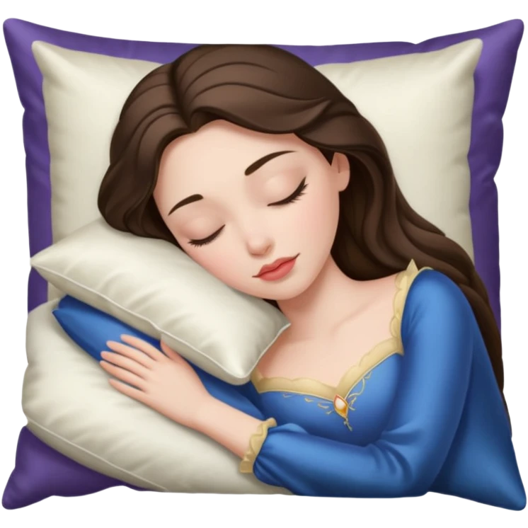 sleeping beauty brunette white girl with a silk pillow emoji
