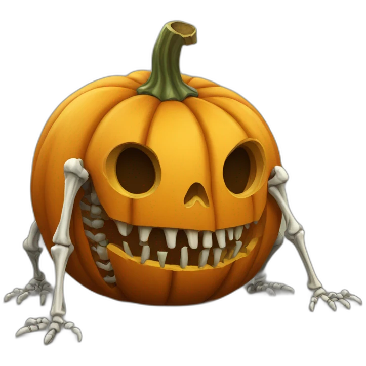 pumpkin  crawling skeleton emoji