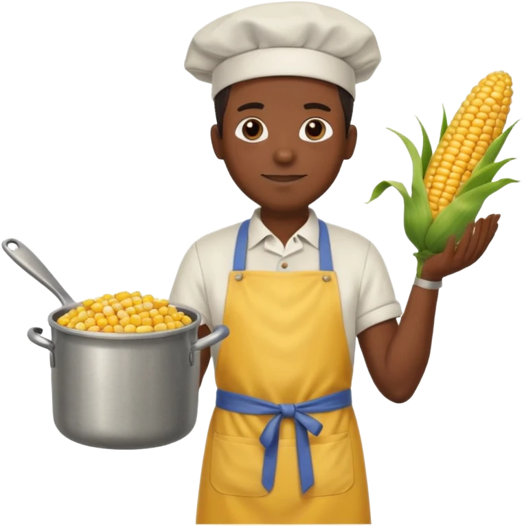 BLACK MAN AND A COOK CORN POT emoji