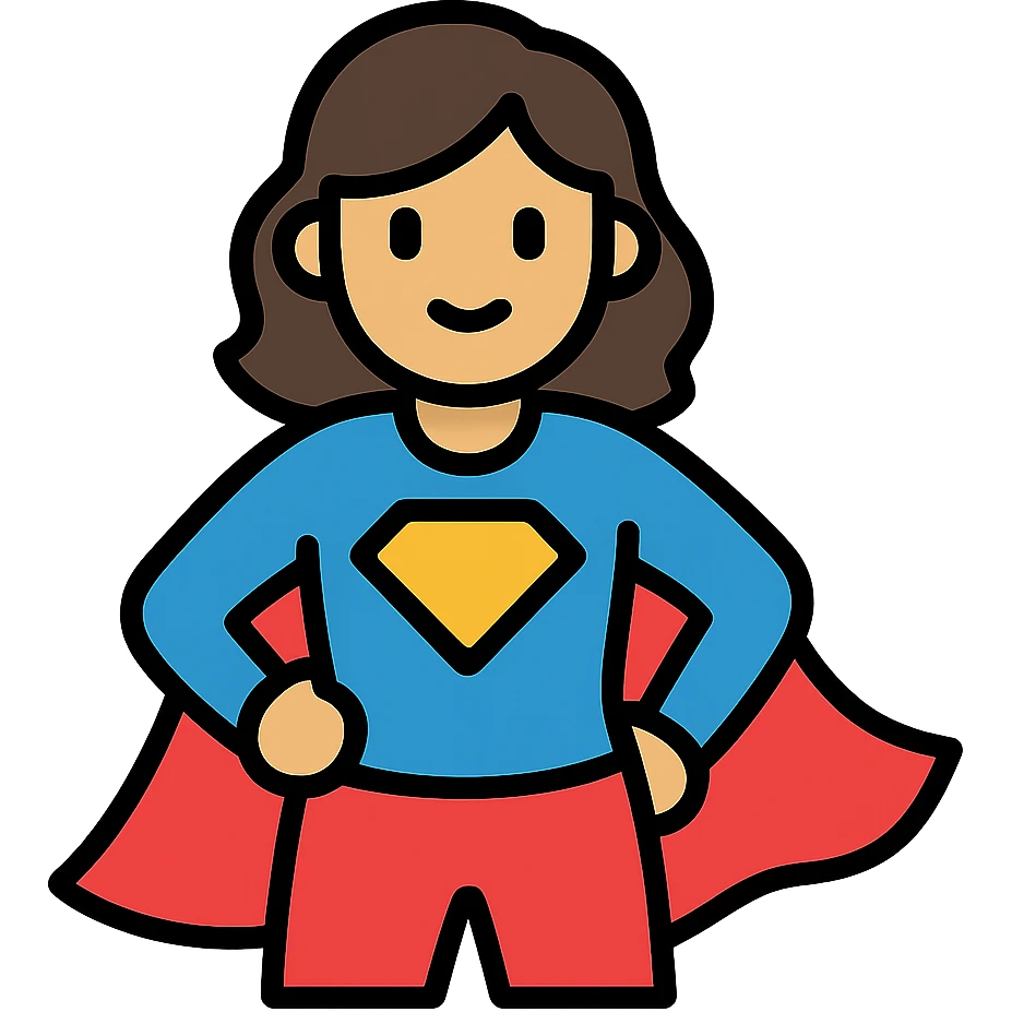 Female superhero with cape emoji