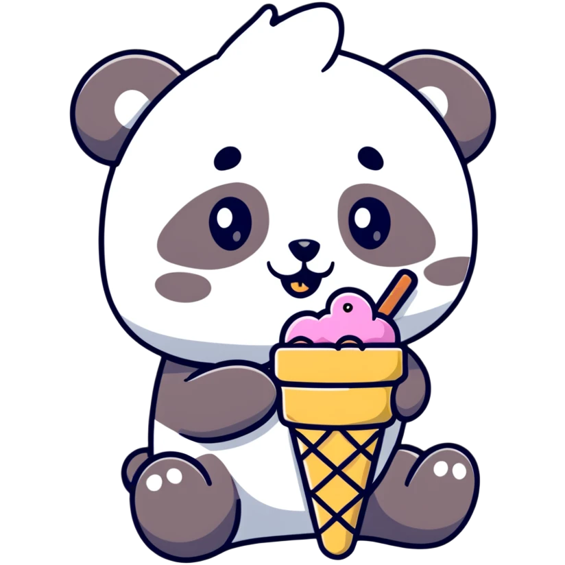Panda eating ice cream emoji