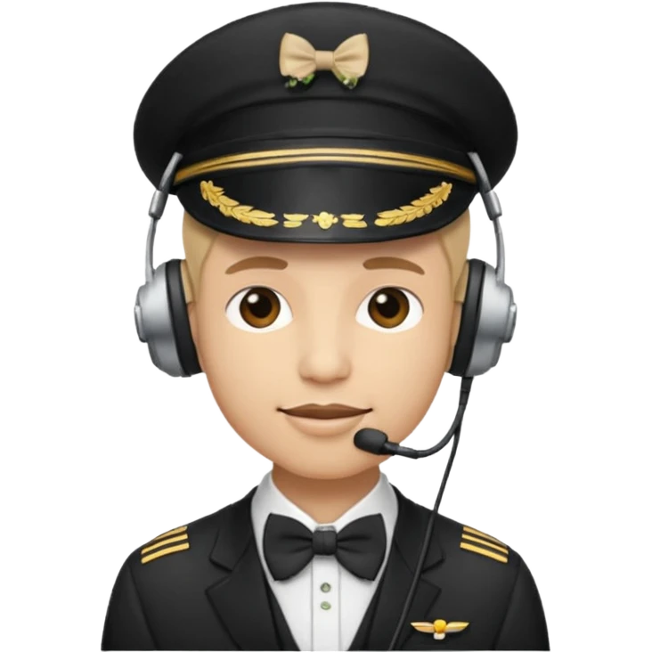 headphones, hat, and bowties pilot emoji