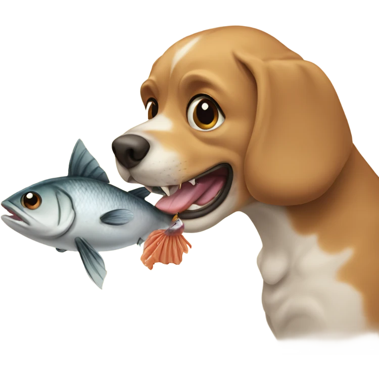 dog eating fish emoji