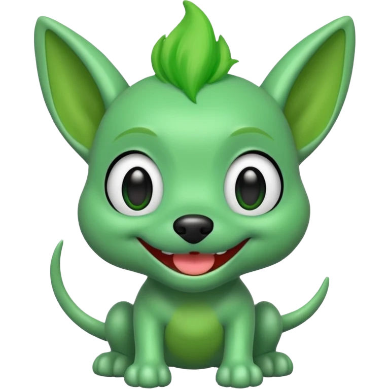 green haired alien dog with green skin emoji