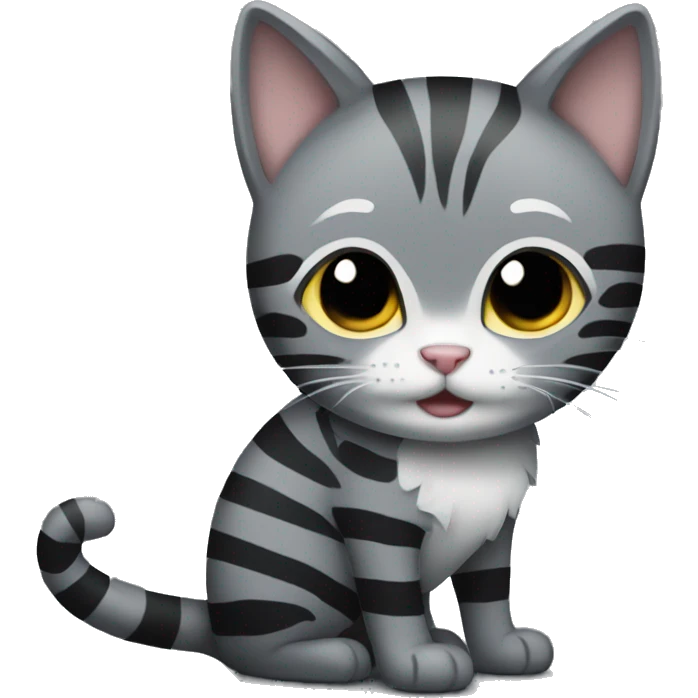 Grey and black cat with stripes emoji