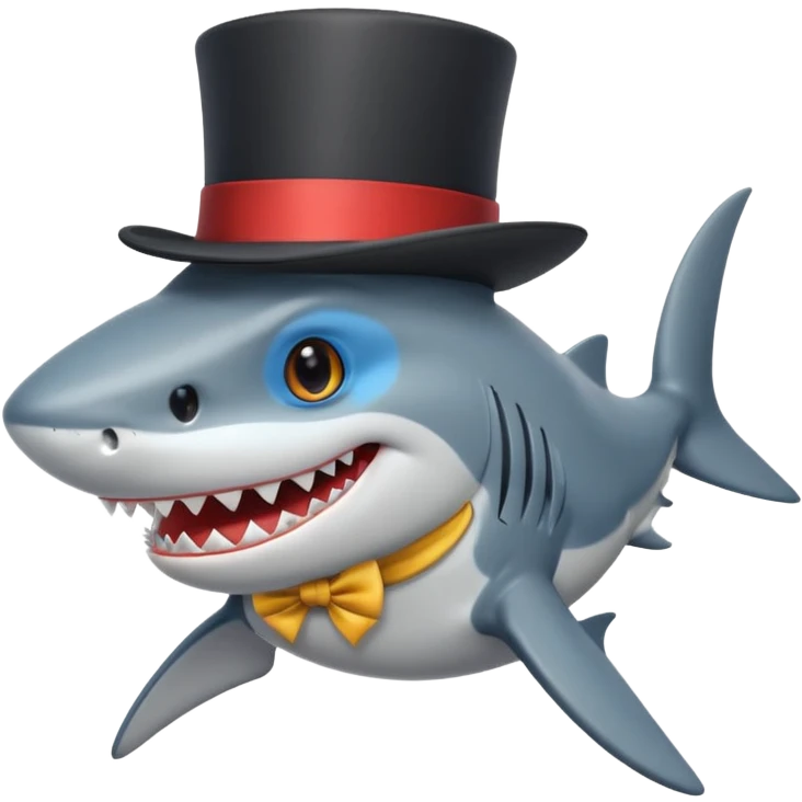 Shark with a top hat emoji