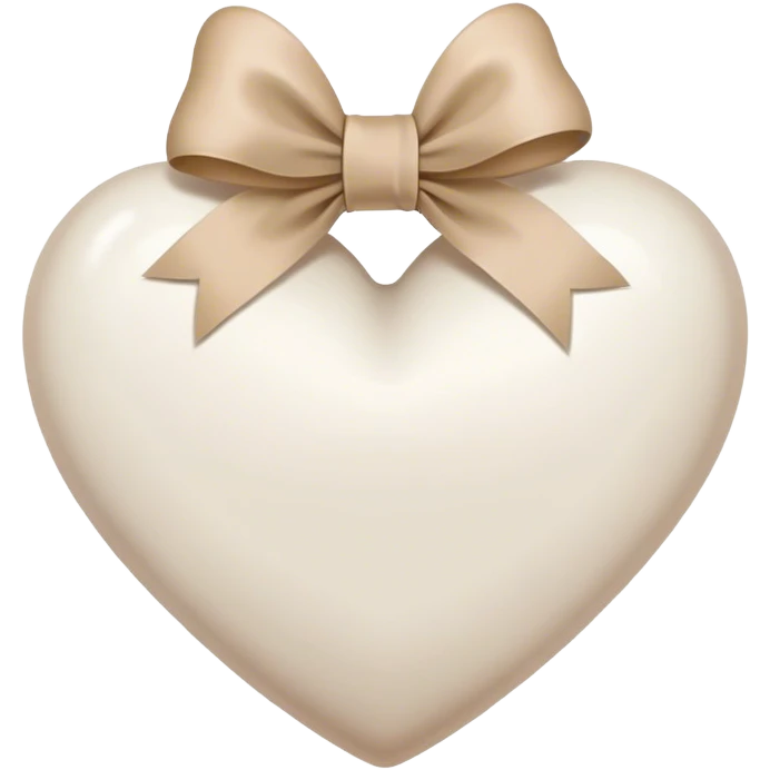 white heart with beige bow emoji