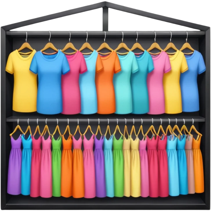 Clothing Store – racks of folded shirts and hanging dresses.

 emoji