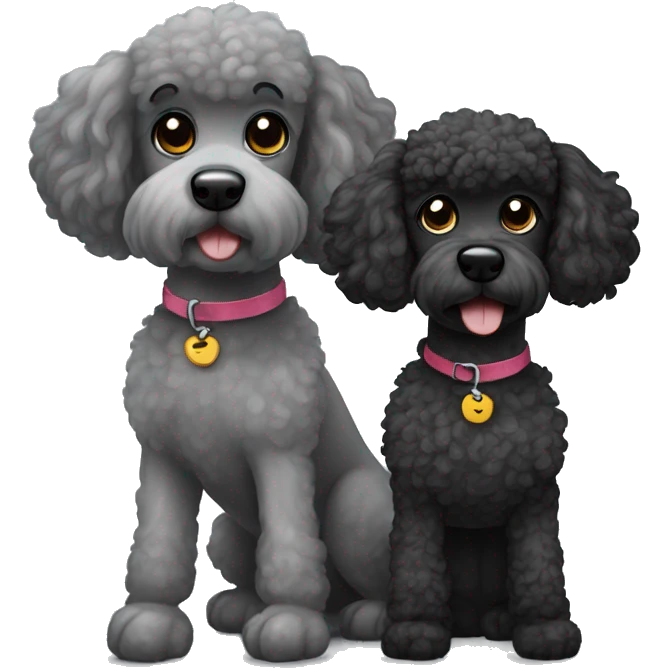 black and grey two poodles emoji