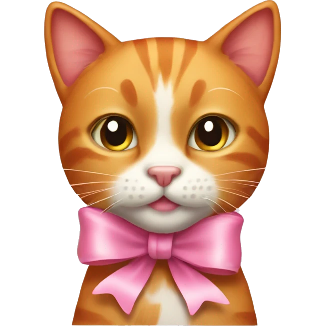 Ginger cat with pink bow  emoji