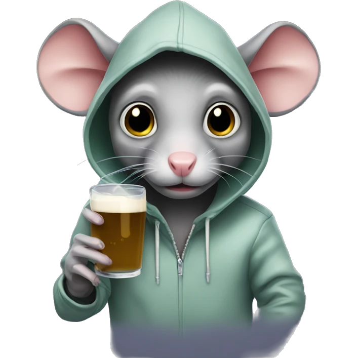 Rat with hoodie drinking monster  emoji