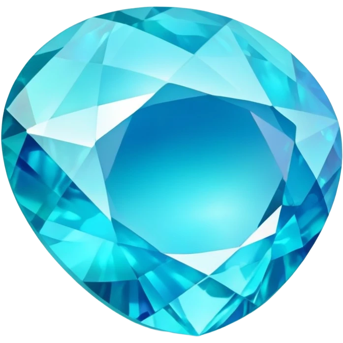 Brilliant cut blue smithsonite gem with turquoise blue tone and holographic iridescence emoji
