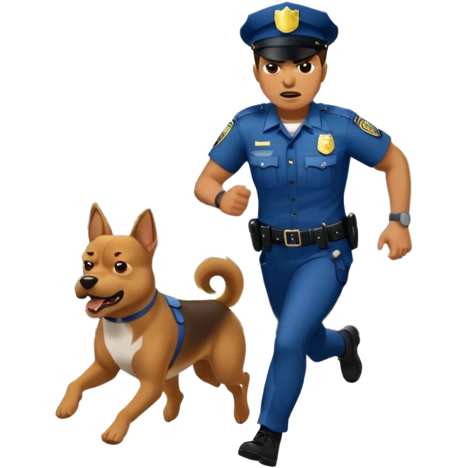Police with dog is angry and police is running emoji