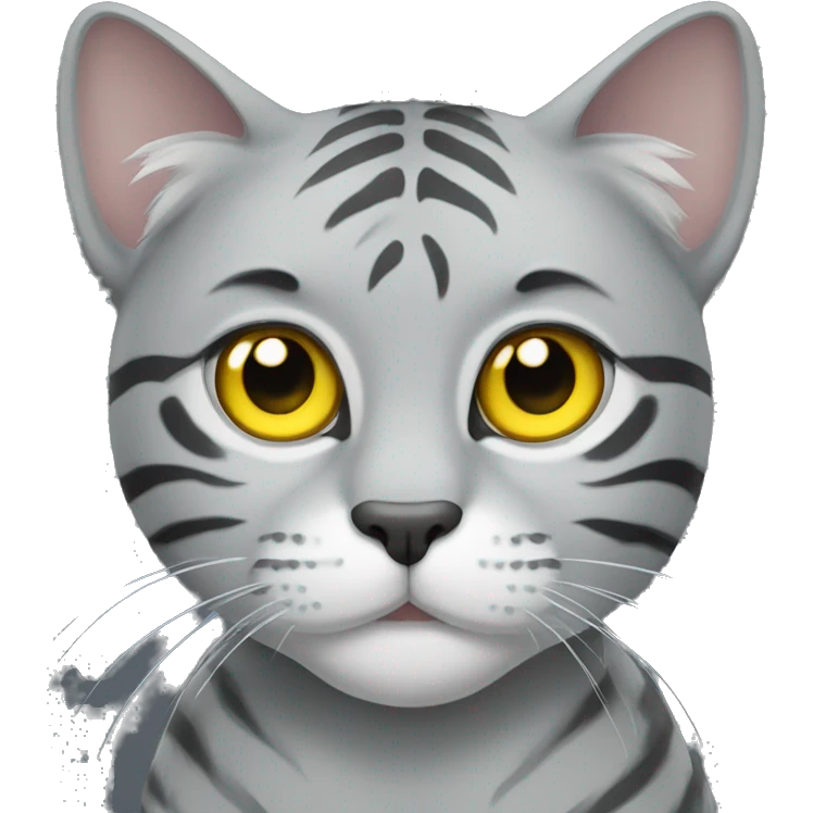 Grey tiger cat with yellow eyes  emoji