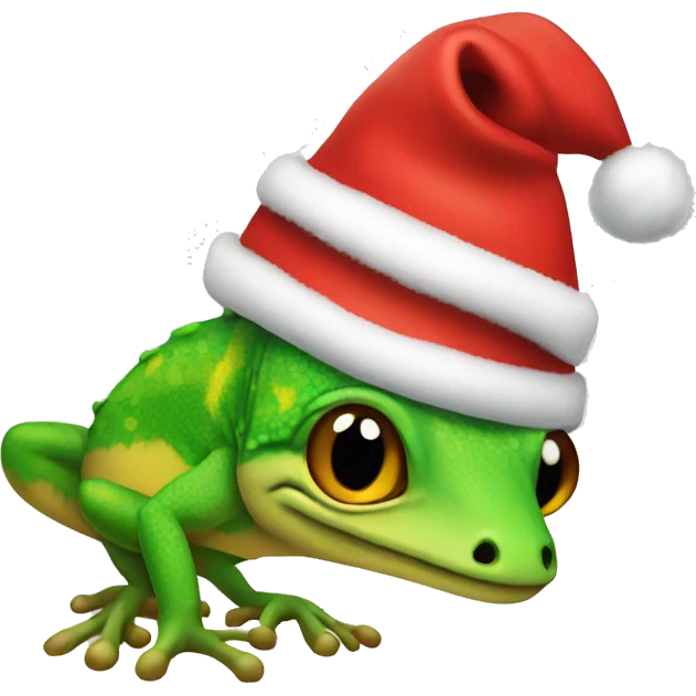 Gecko with Santa hat emoji