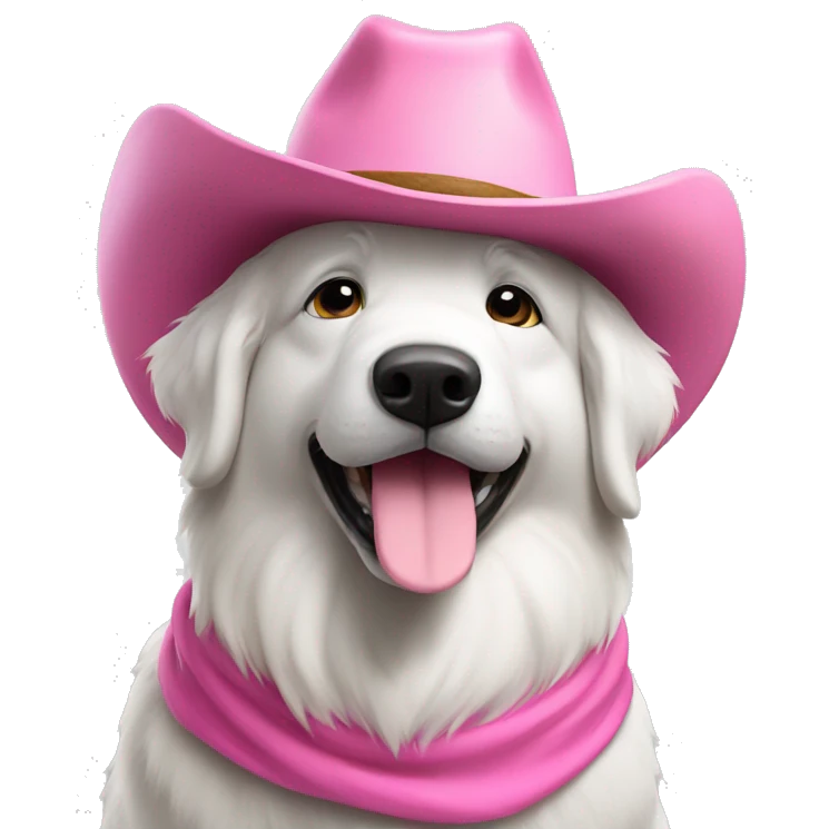 Great Pyrenees with pink cowboy hat emoji