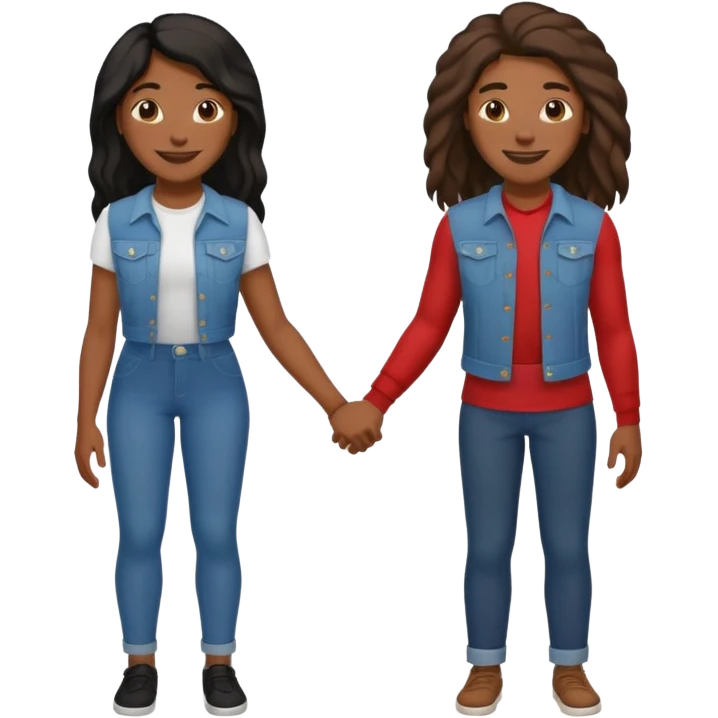 Black lesbian couple with one masculine and one feminine with long hair  emoji