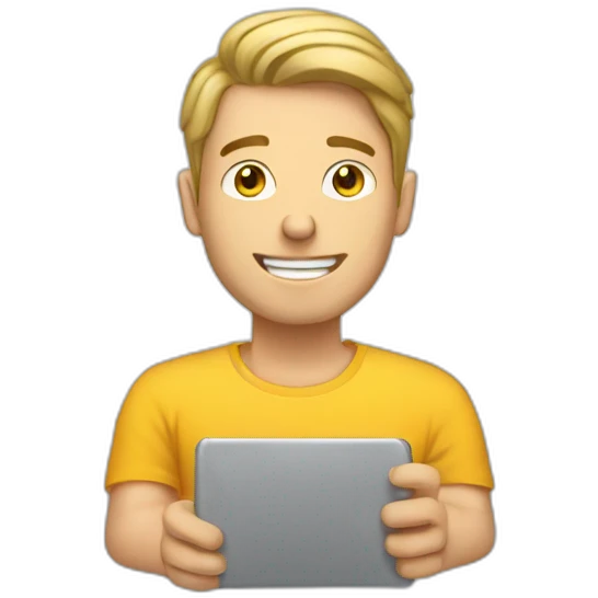 White guy typing with his phone emoji