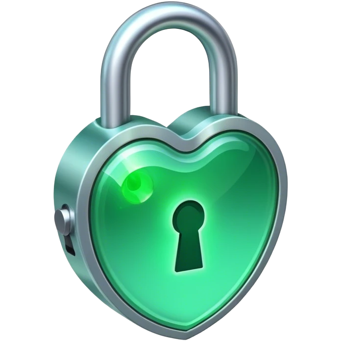 Holographic and glassmorphic green lock emoji