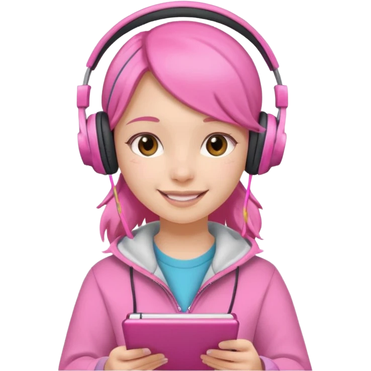 girl taking notes in pink thones emoji