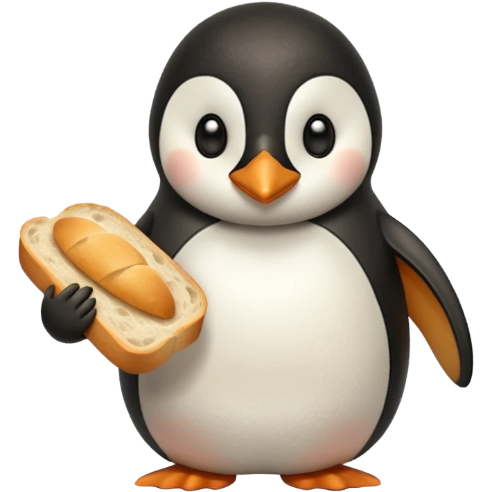 a penguin holding a loaf emoji