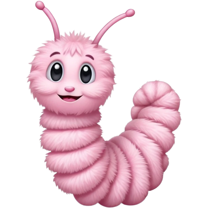 cute light pink caterpillar waving hello emoji
