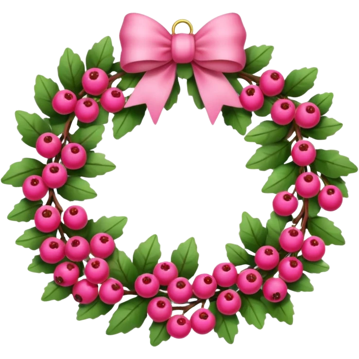 pink ornament wreath with berries emoji