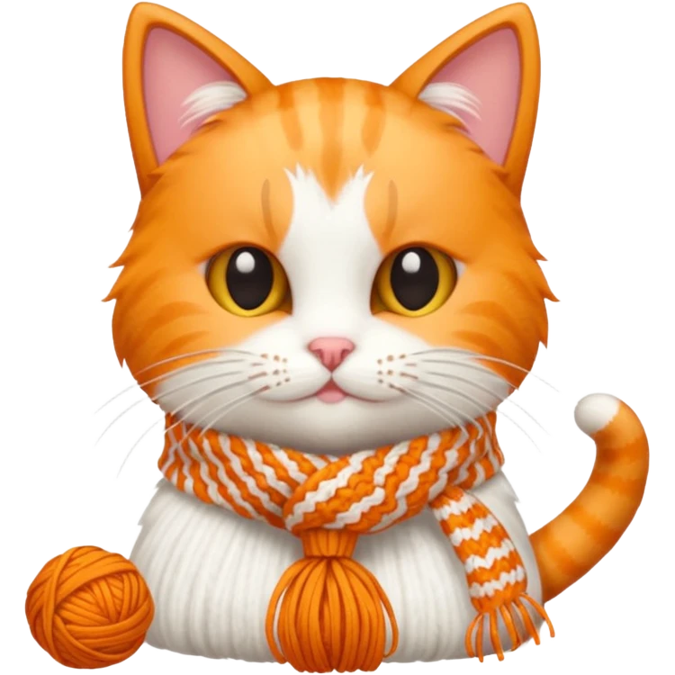 Cat knitting a tiny scarf emoji