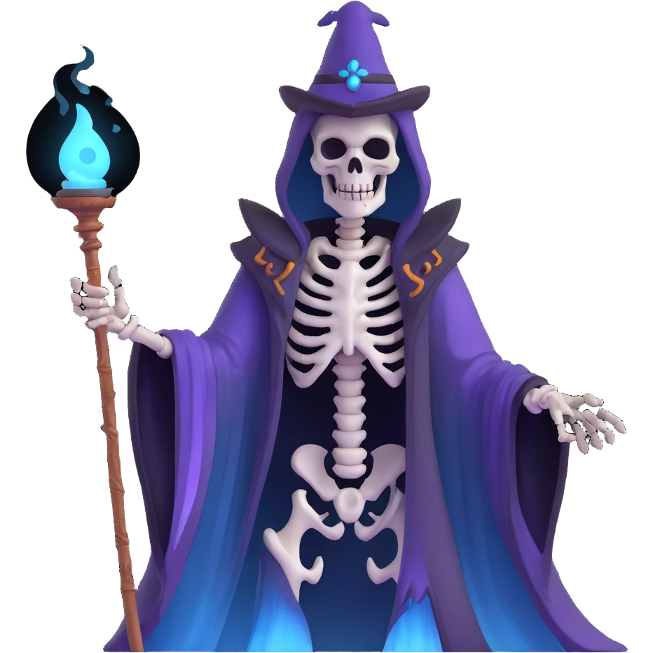 sinister skeleton lich with dark magic and shadowy aura emoji