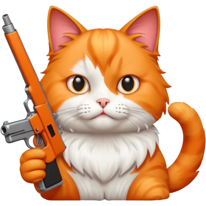 Upset cat with a gun emoji