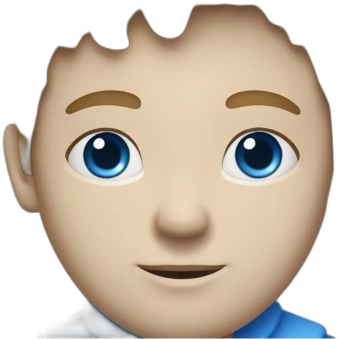 un homme maigre avec des yeux bleus la peau très blanche et des cheveux noirs emoji