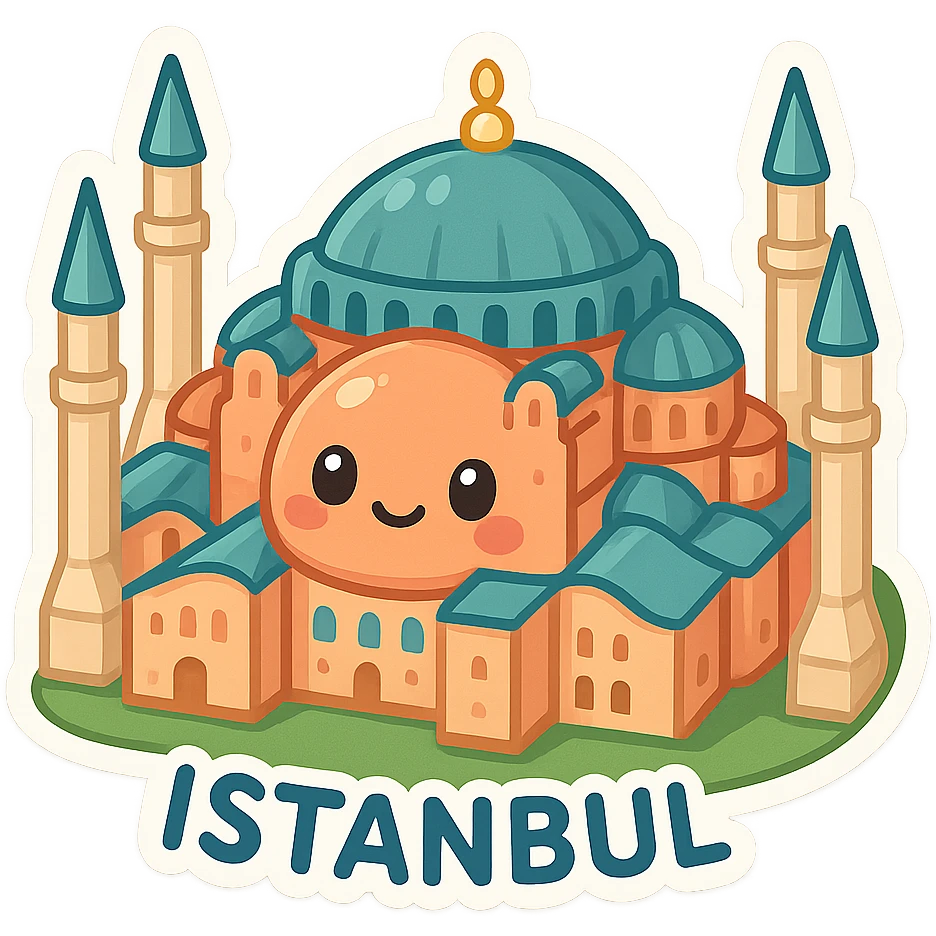 Isometric illustration of Istanbul, featuring photorealistic Hagia Sophia emoji