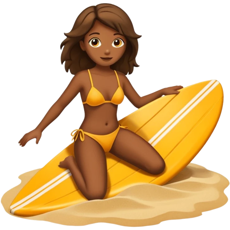 crie uma praia, com uma menina deitada numa tanga, na areia emoji